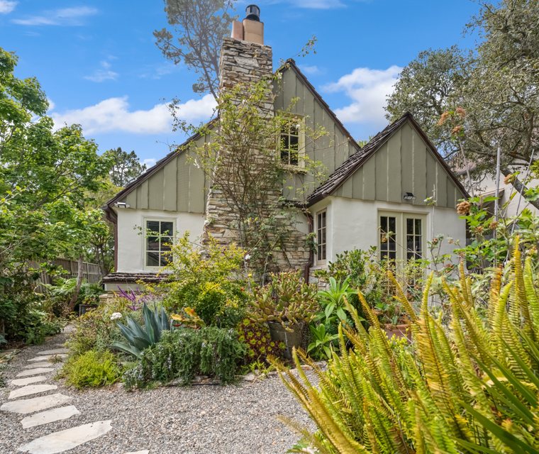 Main house storybook exterior and private garden